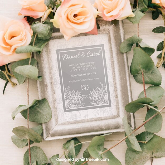 Invitación retro de boda 
