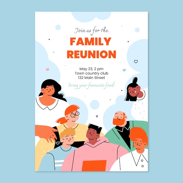 Invitación reunión familiar dibujada a mano