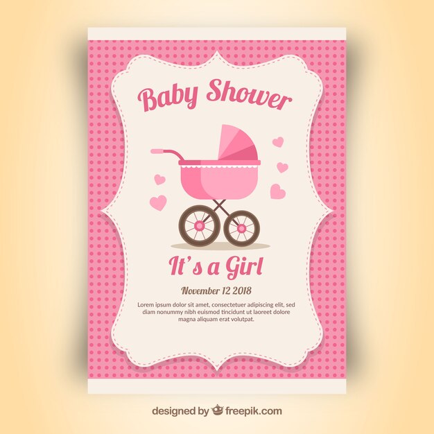 Invitación rosa para baby shower para una niña