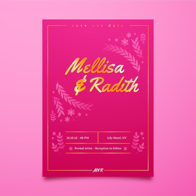 Invitación rosa fuerte degradado