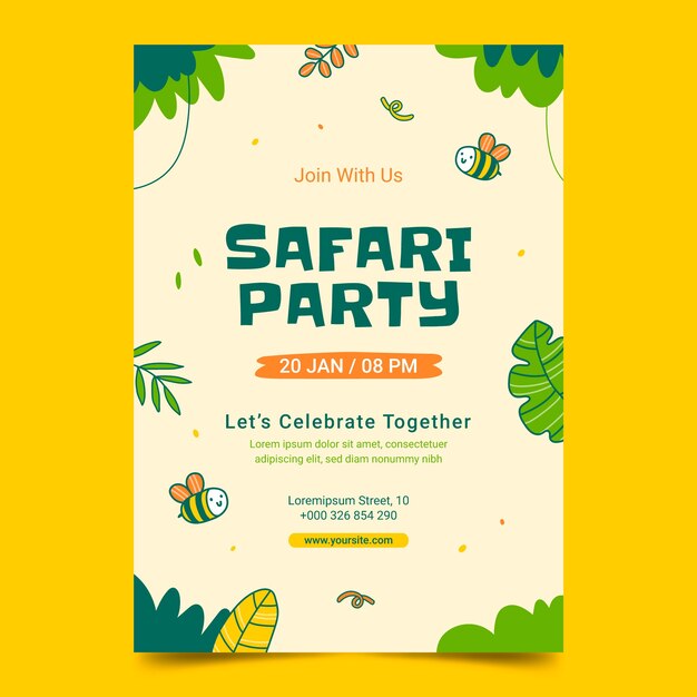 Invitación safari textura dibujada a mano