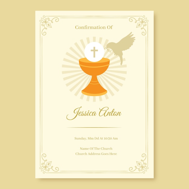 Invitación de santa confirmación dibujada a mano