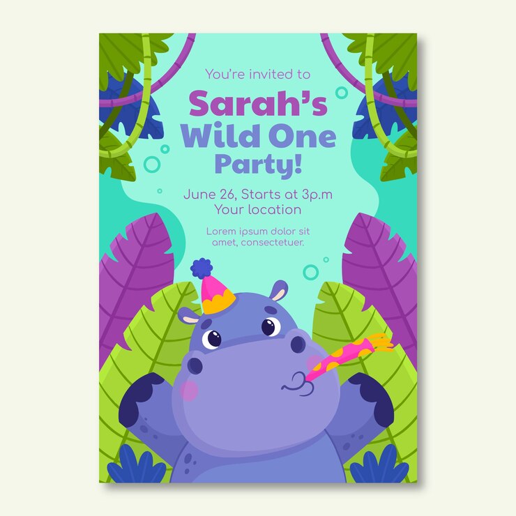 Vector gratuito invitación de la selva de diseño plano