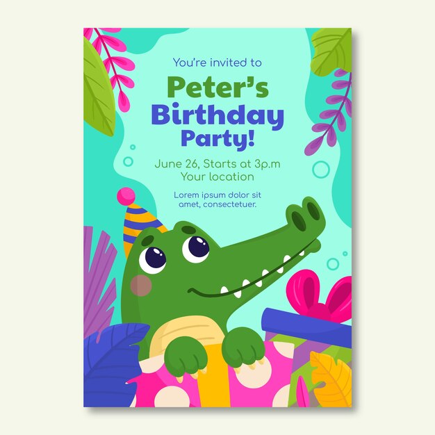 Invitación de la selva de diseño plano