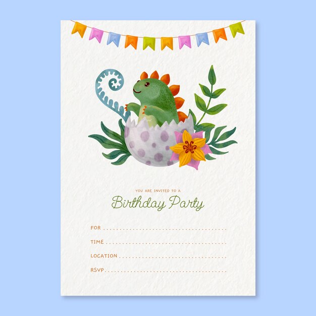 Invitación tarjeta fiesta infantil acuarela