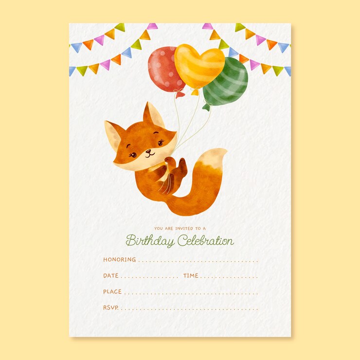 Vector gratuito invitación tarjeta fiesta infantil acuarela
