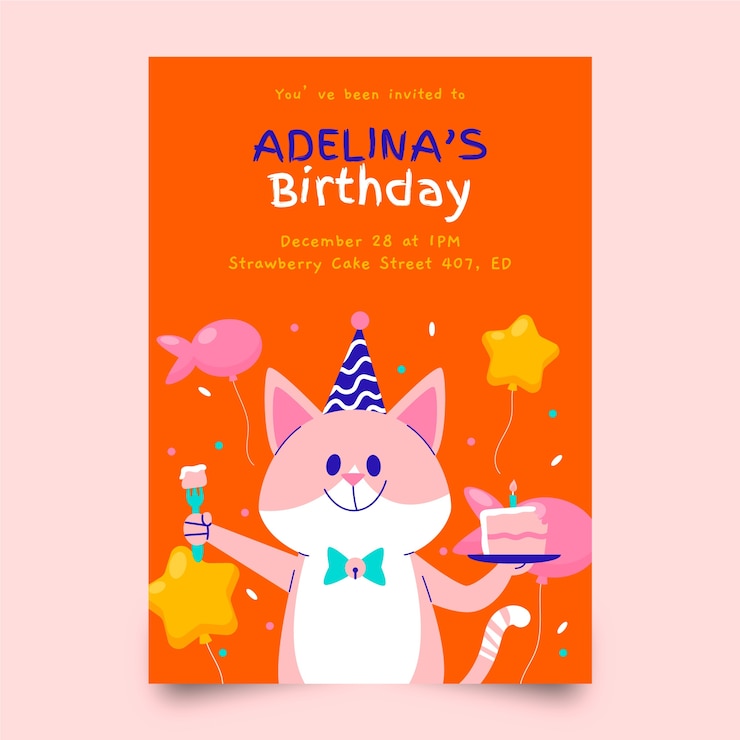 Vector gratuito invitación tarjeta fiesta infantil dibujada a mano
