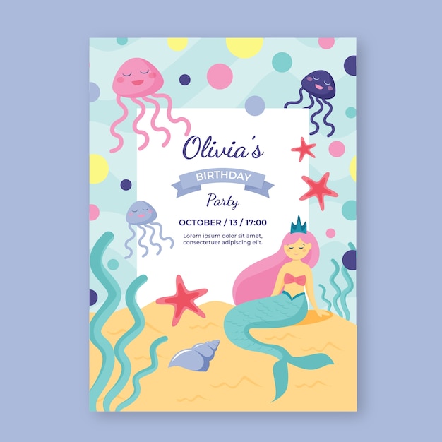 Invitación tarjeta fiesta infantil dibujada a mano