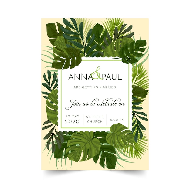 Invitación tropical de la boda