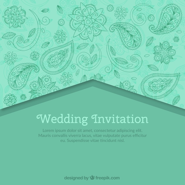 Invitación verde de boda con estampado