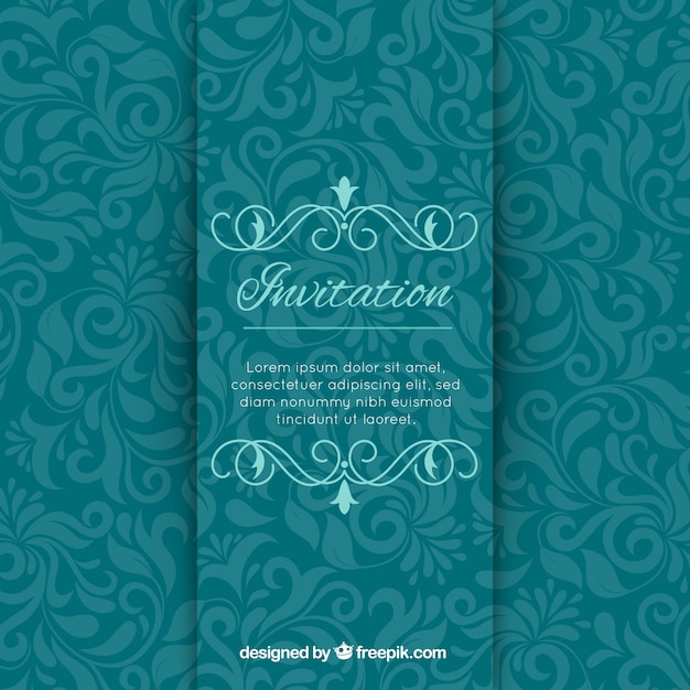 Vector gratuito invitación verde ornamental