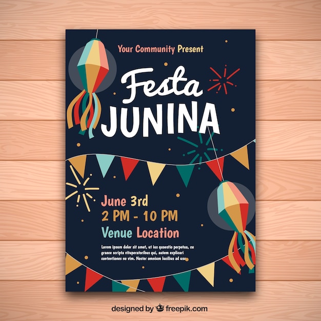 Vector gratuito invitación vintage de festa junina
