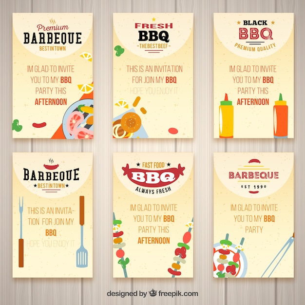 Vector gratuito invitaciones para una barbacoa