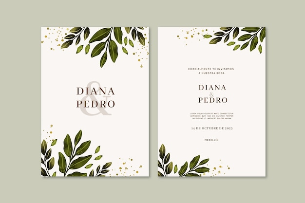 Invitaciones de boda en acuarela en español.