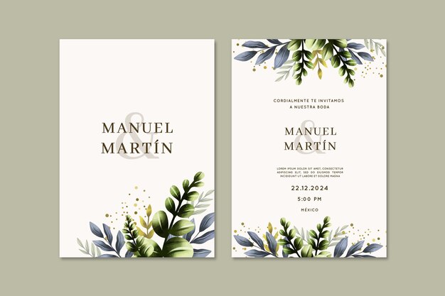 Invitaciones de boda en acuarela en español.