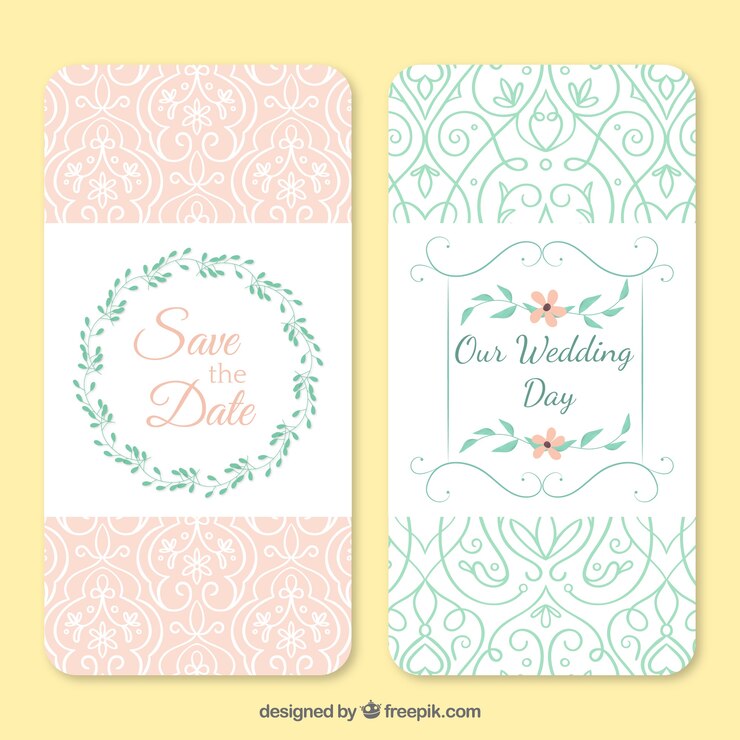Vector gratuito invitaciones de boda bonitas ornamentales
