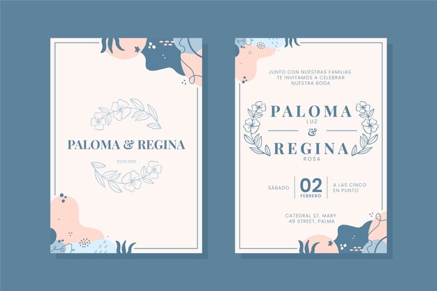 Invitaciones de boda dibujadas a mano en español