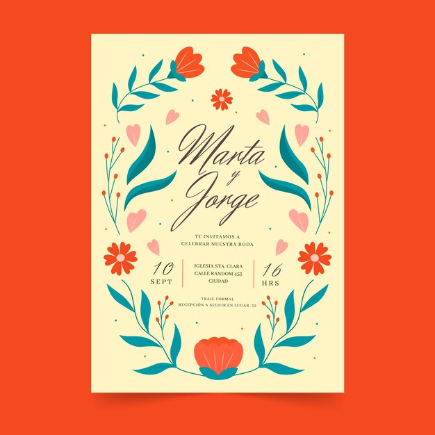 Invitaciones de boda dibujadas a mano en español