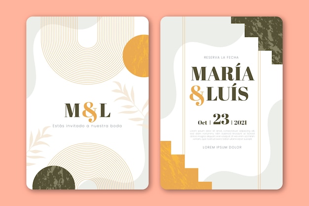 Invitaciones de boda de diseño plano en español