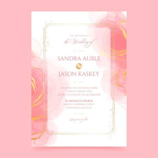 Invitaciones de boda formales en acuarela