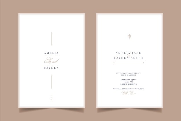 Invitaciones de boda formales de diseño plano