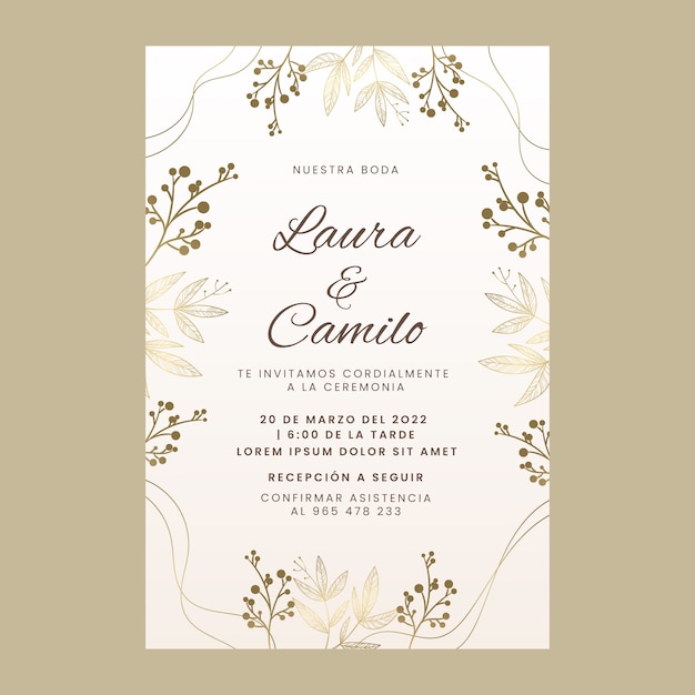 Perplejo Torbellino después de esto Invitaciones de boda gradiente en español | Vector Gratis