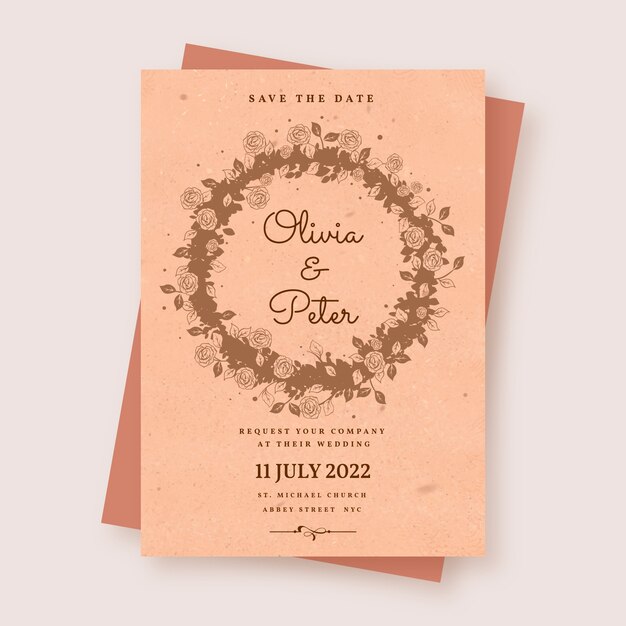 Invitaciones de boda rústicas dibujadas a mano