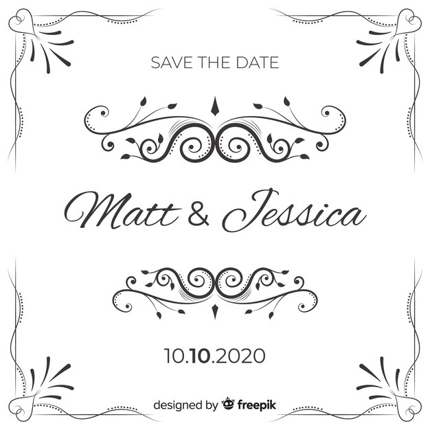 Invitatio de guardar la fecha de boda ornamental