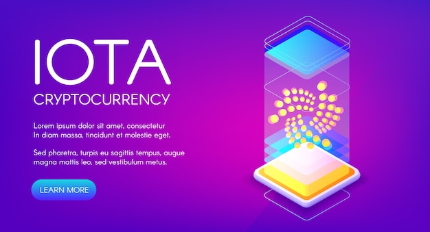 Iota cryptocurrency ilustración de la tecnología de minería blockchain.