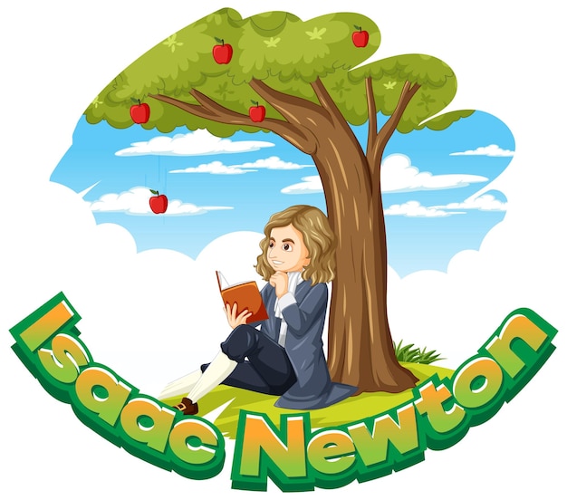 Vector gratuito isaac newton sentado bajo el manzano