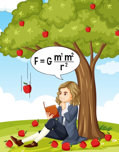 Isaac Newton sentado bajo el manzano