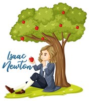 Vector gratuito isaac newton sentado bajo el manzano