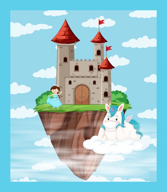 Una isla castillo sobre el océano.