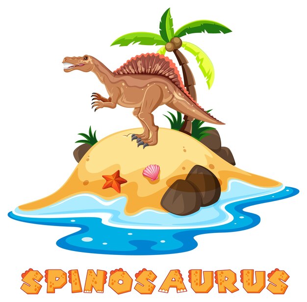 Isla prehistórica con spinosaurus