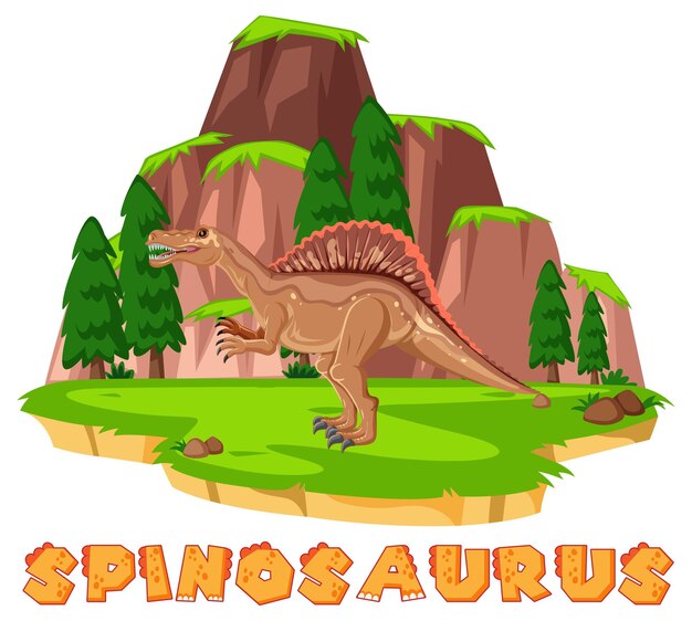 Isla prehistórica con spinosaurus