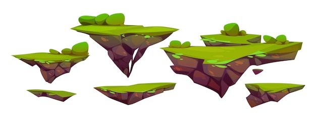 Islas flotantes que vuelan piezas de tierra para el juego.