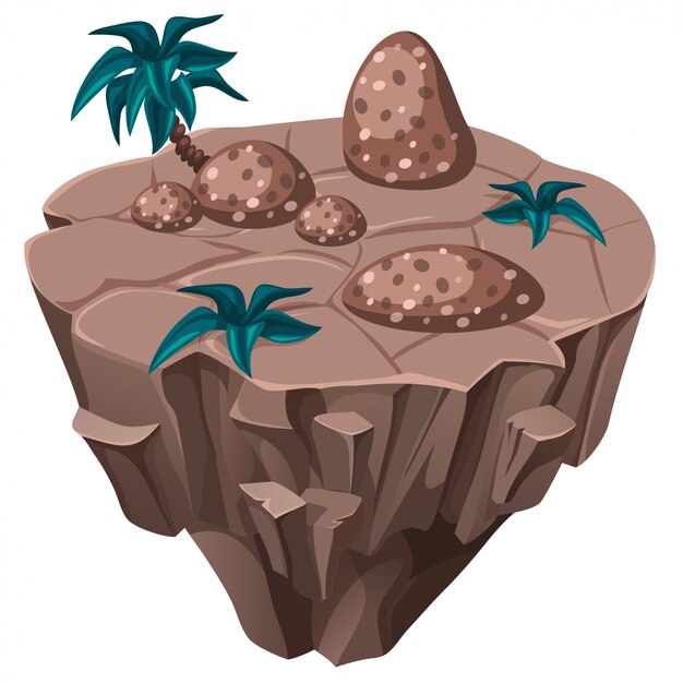 Isométrica isla tropical con piedras.