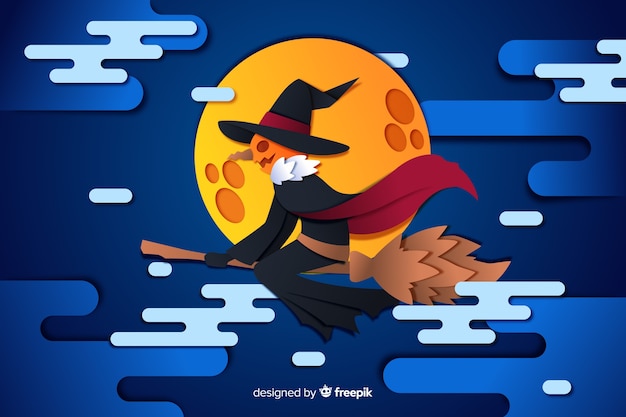 Vector gratuito jack o linterna sobre un fondo de luna llena de halloween