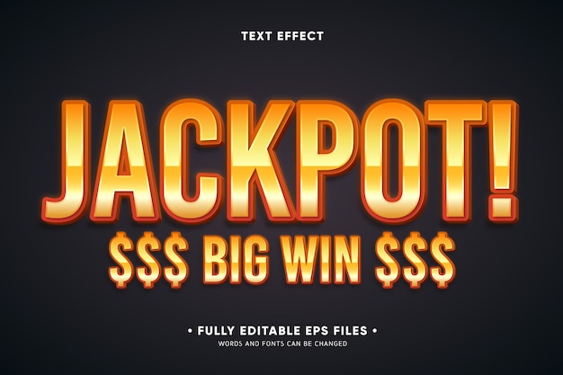 Jackpot efecto de texto de gran victoria