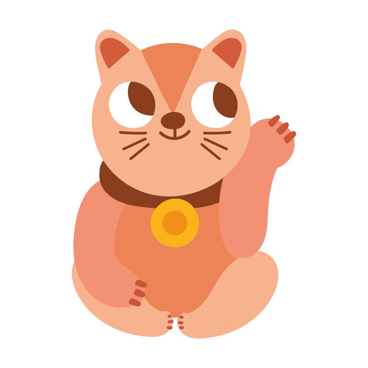 Vector gratuito japonés maneki neko icono aislado