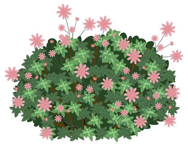 Jardín exuberante con flores rosadas Ilustración
