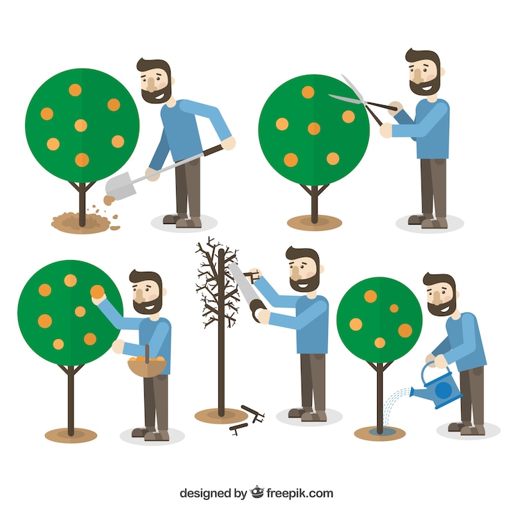Vector gratuito jardinero feliz