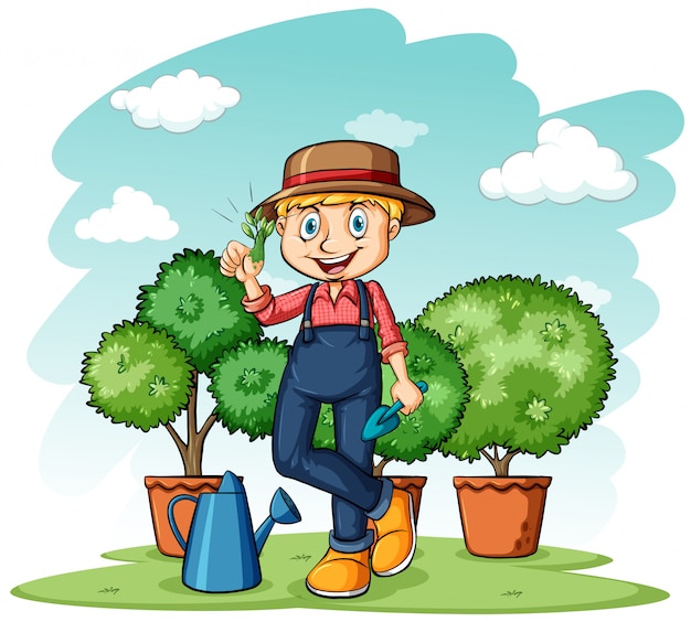 Vector gratuito jardinero mostrando su pulgar