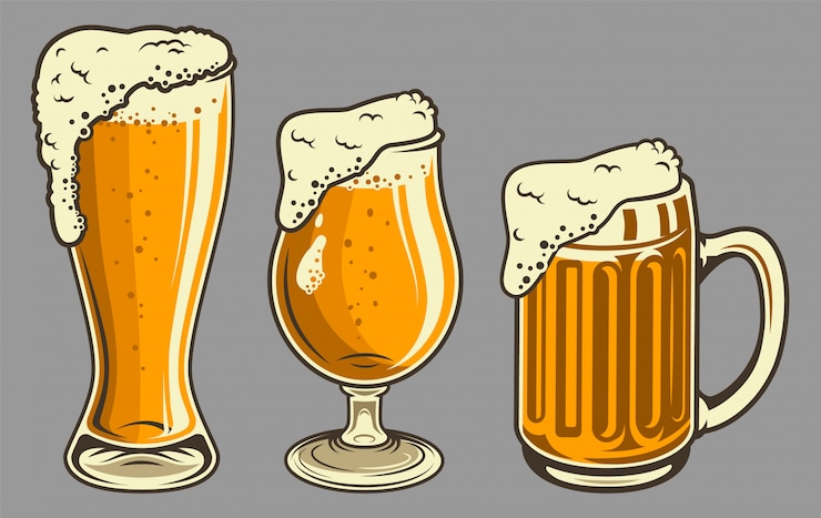 Vector gratuito jarras de cerveza con espuma en estilo vintage