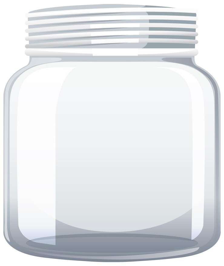 Vector gratuito jarro de vidrio vacío con tapa blanca