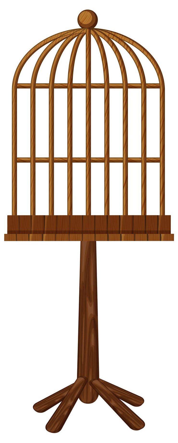 Vector gratuito jaula de madera para pájaros en soporte