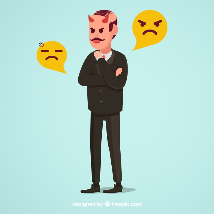 Vector gratuito jefe malvado con emoticonos