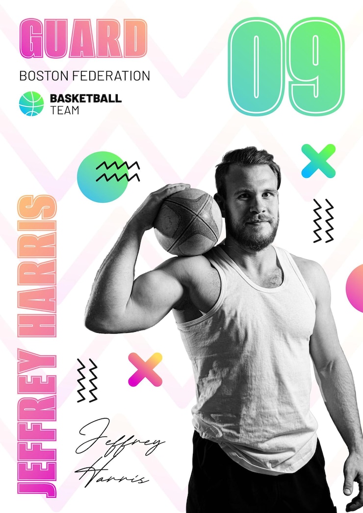Vector gratuito jeffrey harris - equipo de baloncesto de la federación de boston