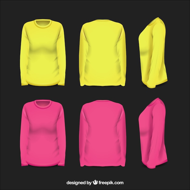 Vector gratuito jersey de mujer en diferentes perspectivas con estilo realista