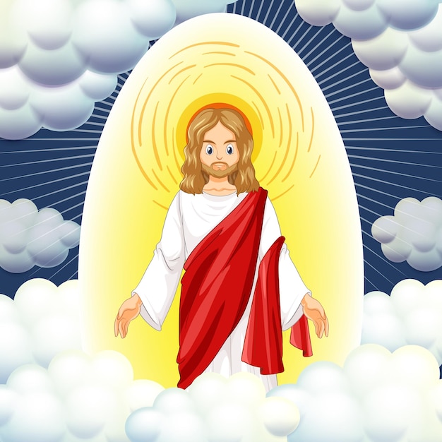 Vector gratuito jesucristo en estilo de dibujos animados